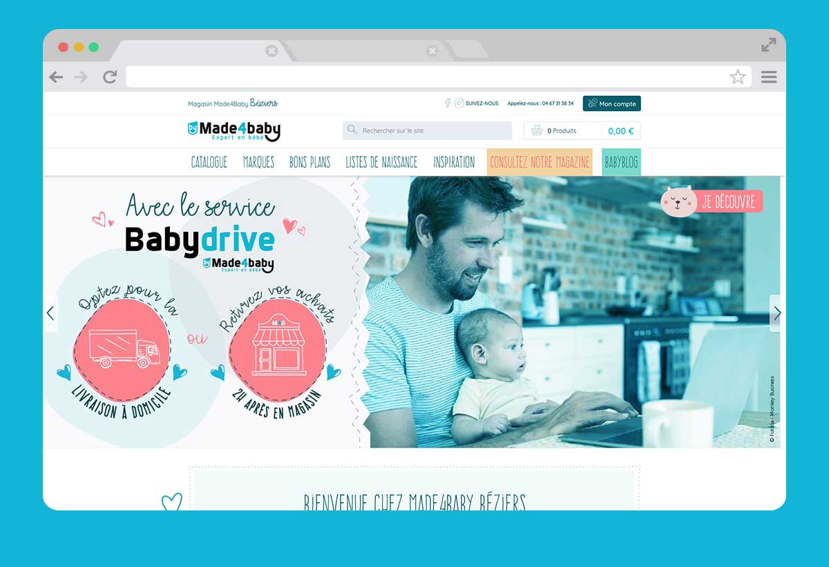 Vue d'une liste de naissance sur le site internet affichée sur un ordinateur